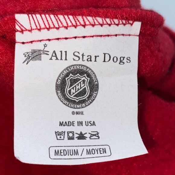NHL Calgary Flames Hockey Team Dog Red Fleece Hoodie Sweater Size Medium - Picture 11 of 14